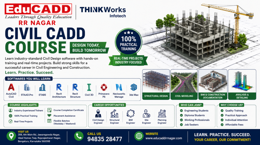 Civil Cadd Course Training Centre Educadd Centre RR Nagar Bangalore