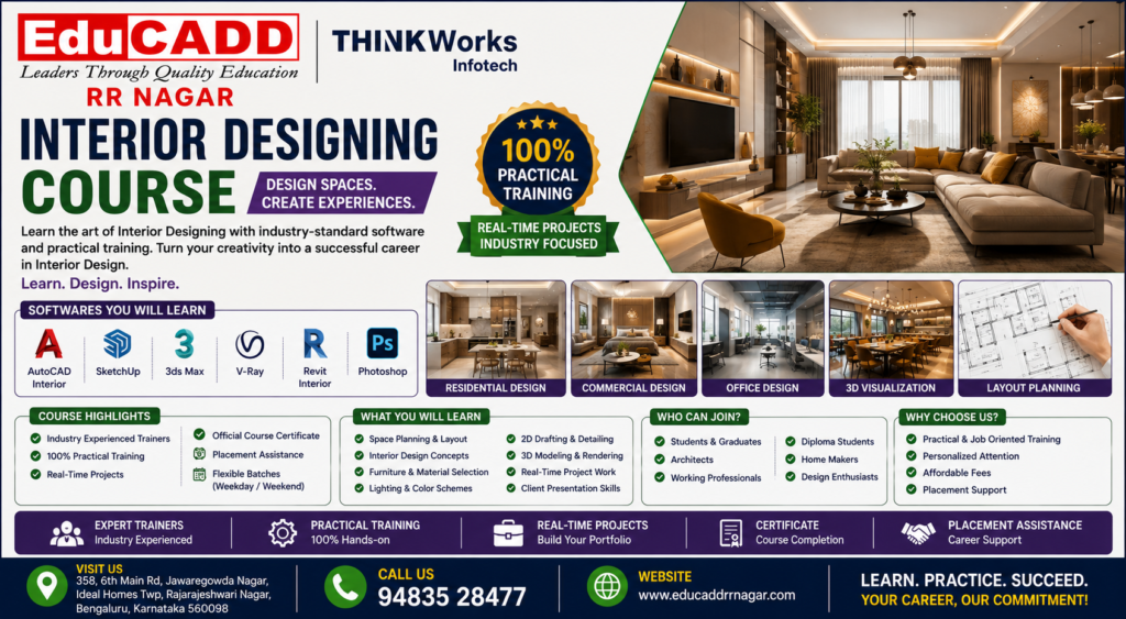 Interior Design Course Educadd Centre RR Nagar Bangalore Best CADD and IT Software Training Centre in Bangalore